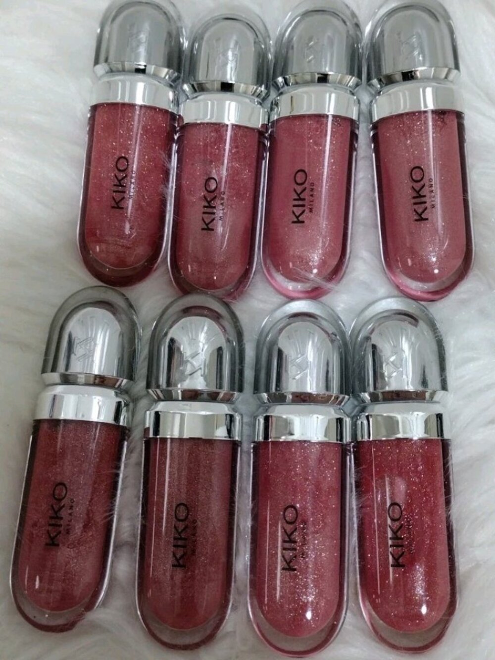 Lot of 8 Kiko Milano 3D Hydra Lipgloss 17 Pearly Mauve Shimmer Pink Makeup‎ New
